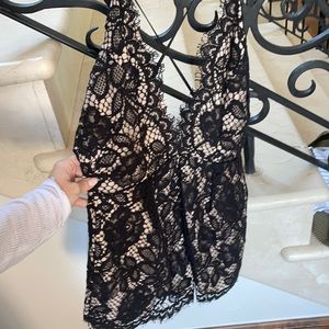 NBD black and cream lace romper